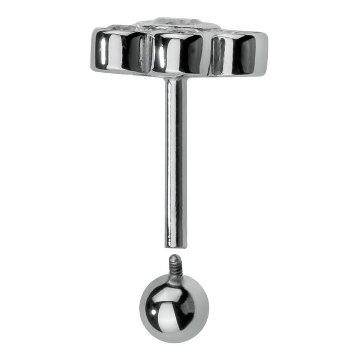 Cubic Zirconia Bezel Cluster 14K Gold Internal Stud Cartilage Earring