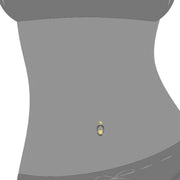 14k yellow gold citrine princess-cut CZ belly ring shown in navel piercing on illustrated body for fit reference