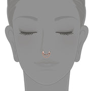 Rose gold beaded chain clicker ring illustrated as septum piercing, placement reference