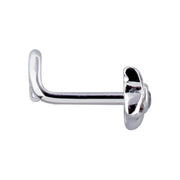 Side profile of 14K white gold petal star CZ nose ring showing L-shaped straight post