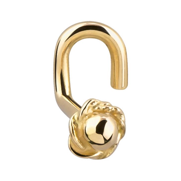 Rose Bud Flower 14K Gold Nose Ring-14K Yellow Gold   20G   Twist