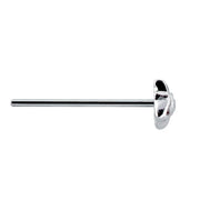 Side profile of 14K white gold petal star CZ nose stud showing long straight pin post