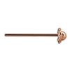 14K rose gold rose bud nose stud straight post pin, horizontal side profile showing full post length