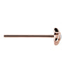 Side profile of 14K rose gold petal star CZ nose stud showing long straight pin post