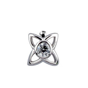 14K white gold open petal star nose stud with bezel-set CZ, front view showing filigree detail