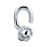 14K white gold rose bud nose ring with twist style post, angled front view showing petal detail