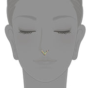 14K gold tribal opal clicker ring shown as septum piercing on illustrated face model