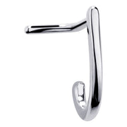 14K white gold faux hoop nose ring with L-shaped post, side view showing bright polished finish