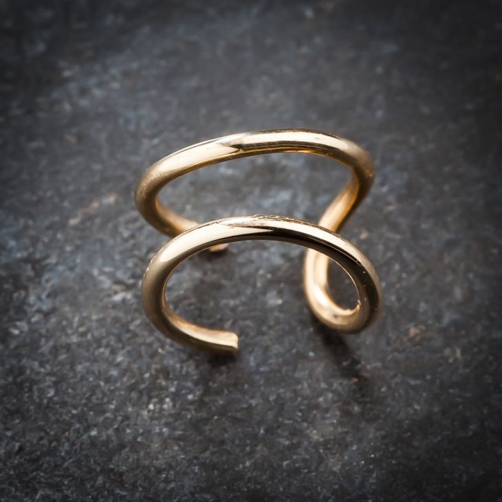 Two Band 14k Gold Ear Cuff