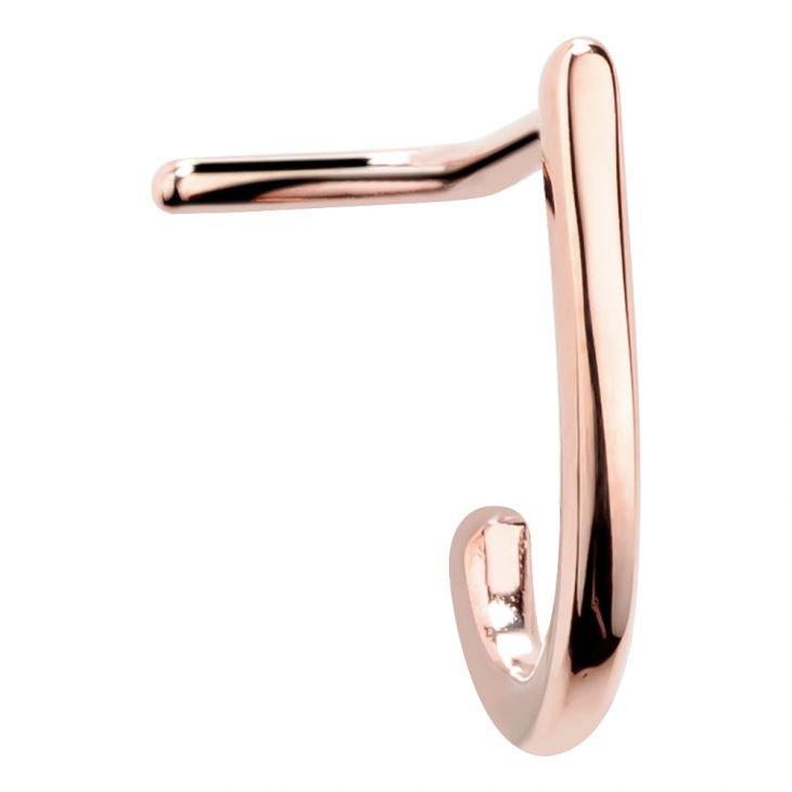 14K rose gold faux hoop nose ring with L-shaped post, front view showing warm pink-gold tone