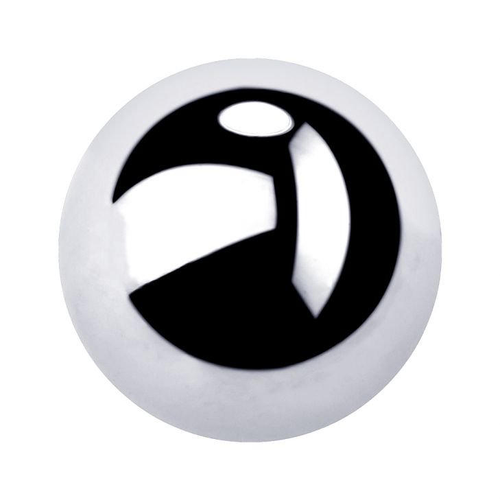 14K white gold replacement ball for captive bead ring, front view of polished silver-toned finish