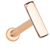 14K rose gold 7mm bar stud cartilage earring with flat-back disc, angled product view