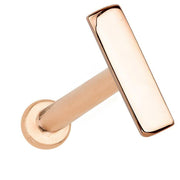 14K rose gold 7mm bar stud cartilage earring with flat-back disc, angled product view