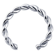 14K white gold twisted band ear cuff showing bright silver-toned intertwined wire detail