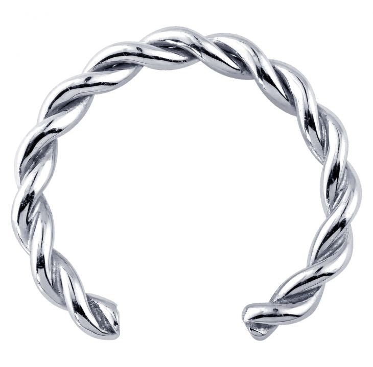 14K white gold twisted band ear cuff showing bright silver-toned intertwined wire detail