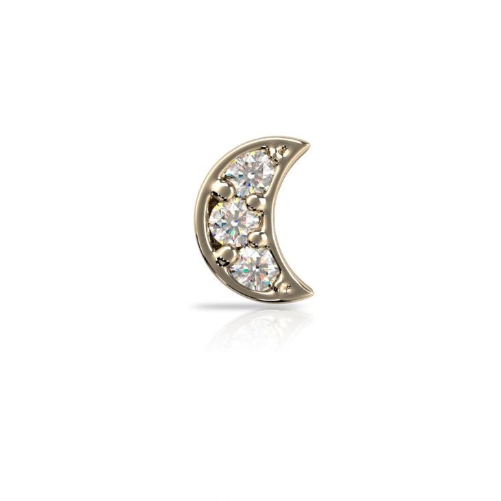 Tiny Diamond Pave Crescent Moon 14K Gold Nose Ring