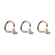 Diamond pave crescent moon nose ring in all three metals: 14K rose gold, white gold, and yellow gold