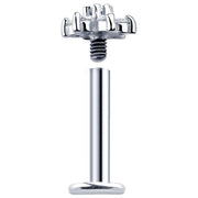 14k white gold diamond flower labret disassembled, showing internally threaded top and flat back post