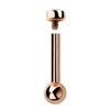 14k rose gold internally threaded cartilage barbell disassembled, showing post and ball back detail