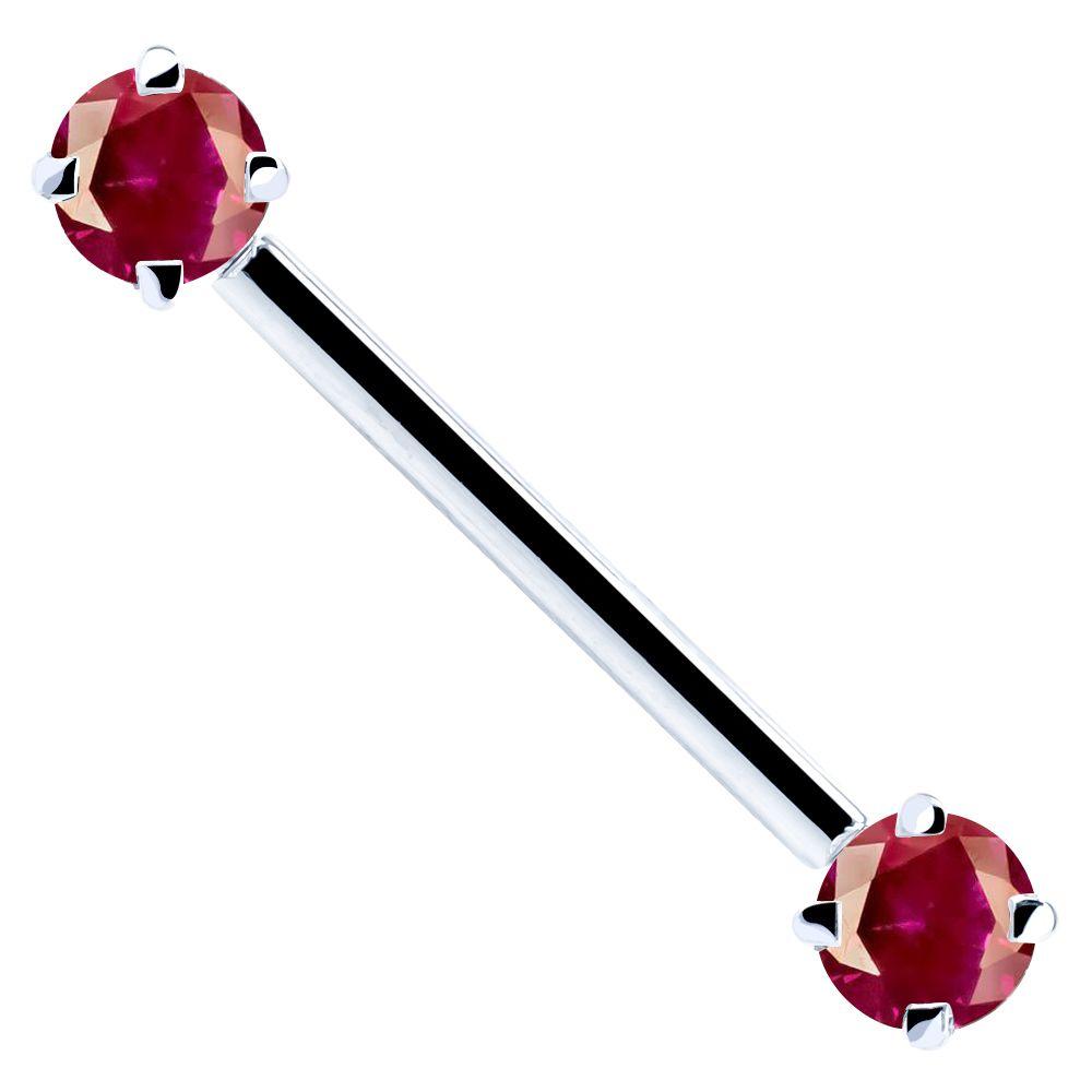 Round Gemstone 14K Gold Straight Barbell