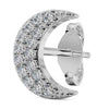 14k white gold pavé diamond crescent moon stud earring, angled view highlighting diamond sparkle