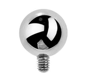 14K white gold internally threaded replacement ball showing bright mirror finish and threaded post detail