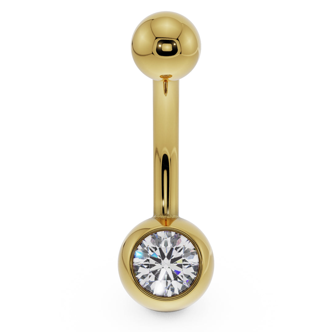 Solitaire 14K Gold Belly Button Ring