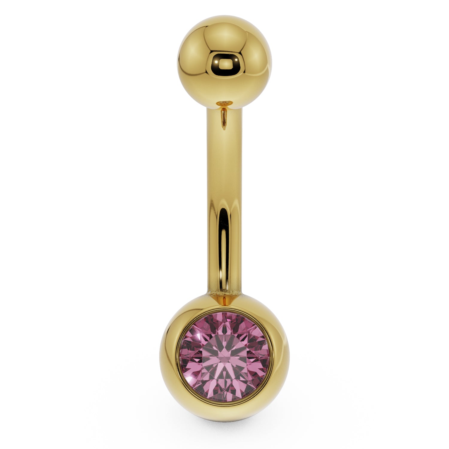 Solitaire 14K Gold Belly Button Ring
