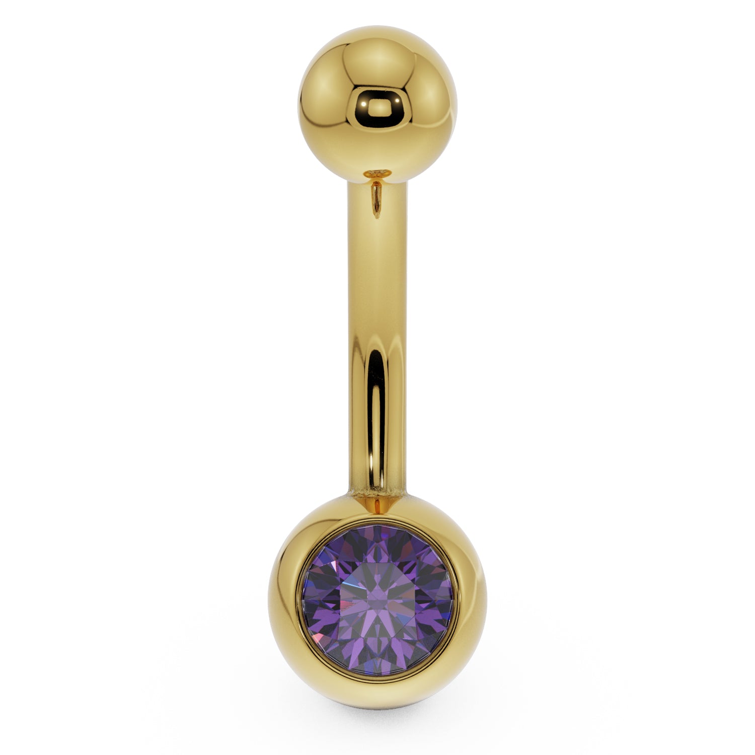 Solitaire 14K Gold Belly Button Ring
