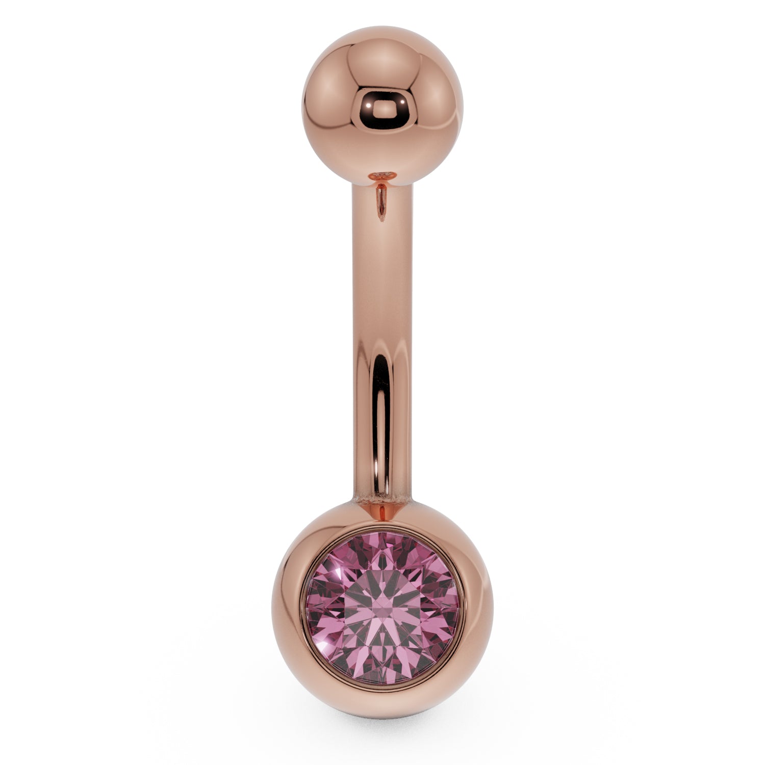 Solitaire 14K Gold Belly Button Ring