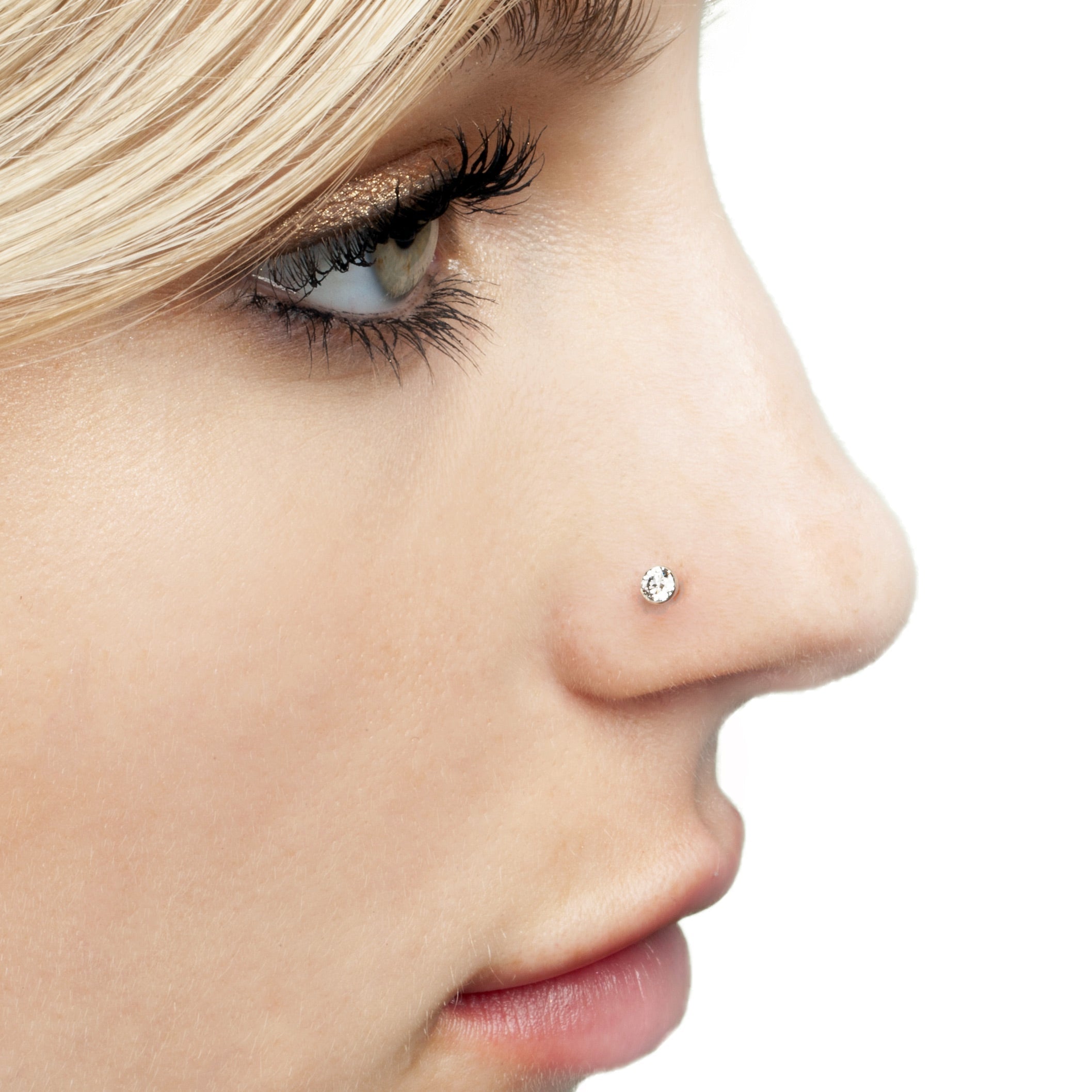 3mm Diamond Bezel-Set 14k Gold Labret Tragus Cartilage Flat Back Earring