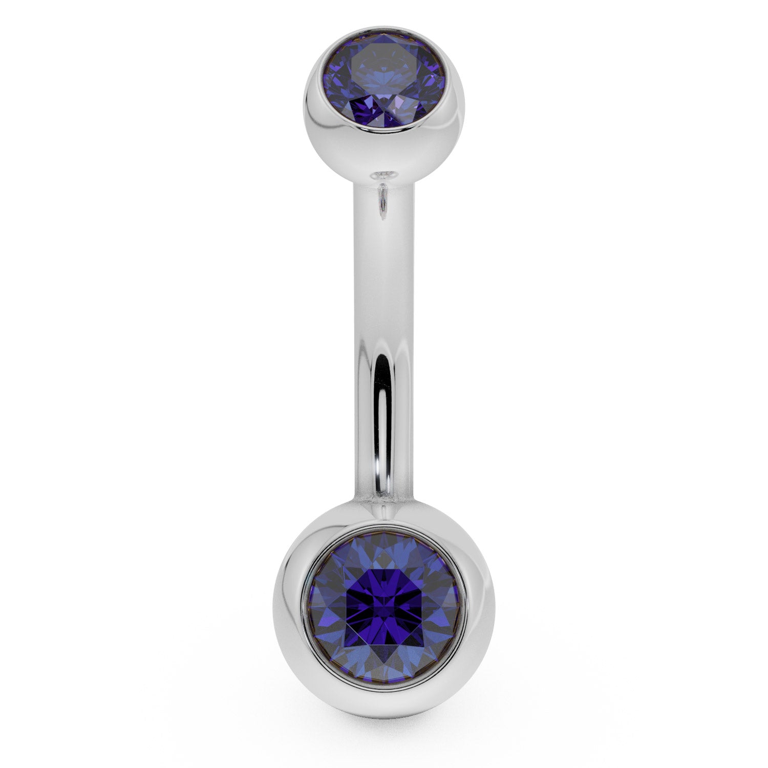 Double Solitaire 14K Gold Belly Button Ring