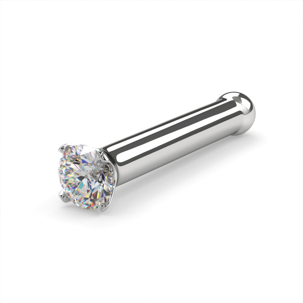 1.5mm Tiny Diamond Prong Nose Ring Stud-Platinum   Bone   18G