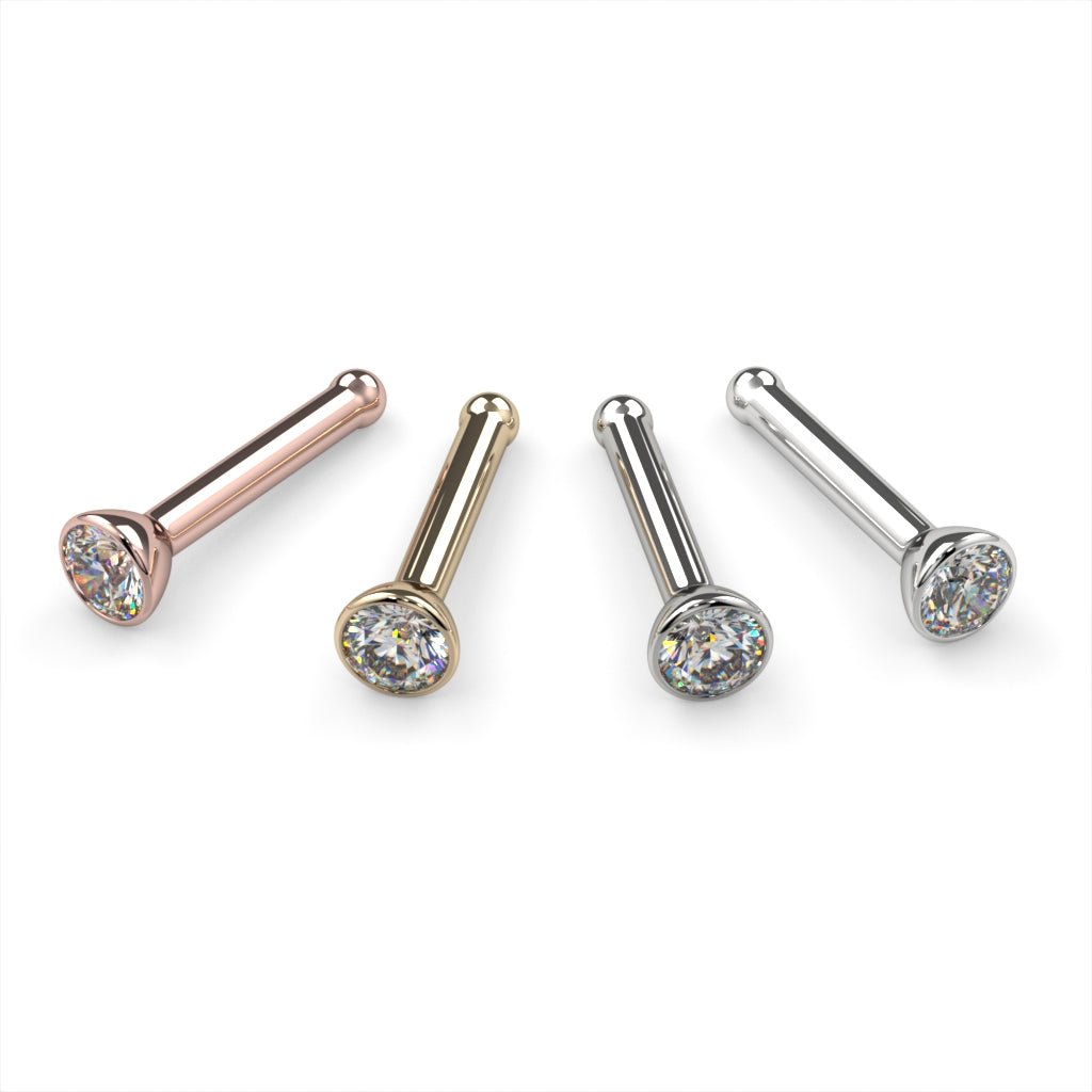 2mm Dainty Diamond Bezel Nose Ring Stud