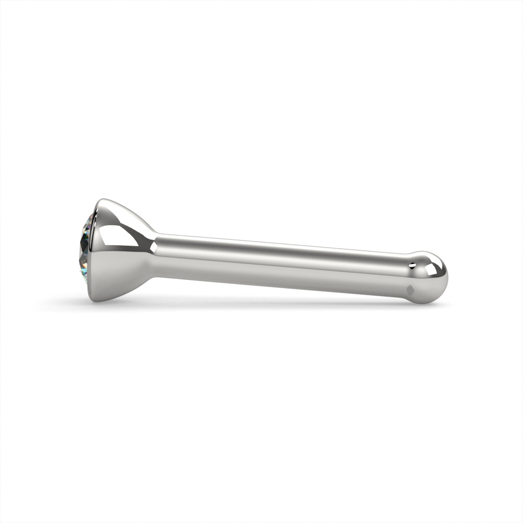 2mm Dainty Diamond Bezel Nose Ring Stud-Platinum   Bone   18G