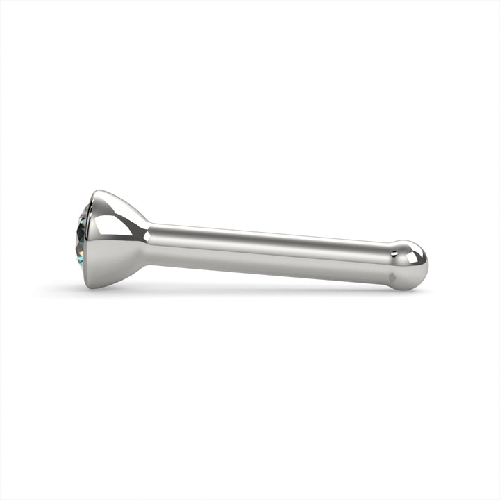 2mm Dainty Diamond Bezel Nose Ring Stud-Platinum   Bone   18G