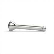 Side profile of platinum diamond bezel nose bone stud showing low-profile flush setting