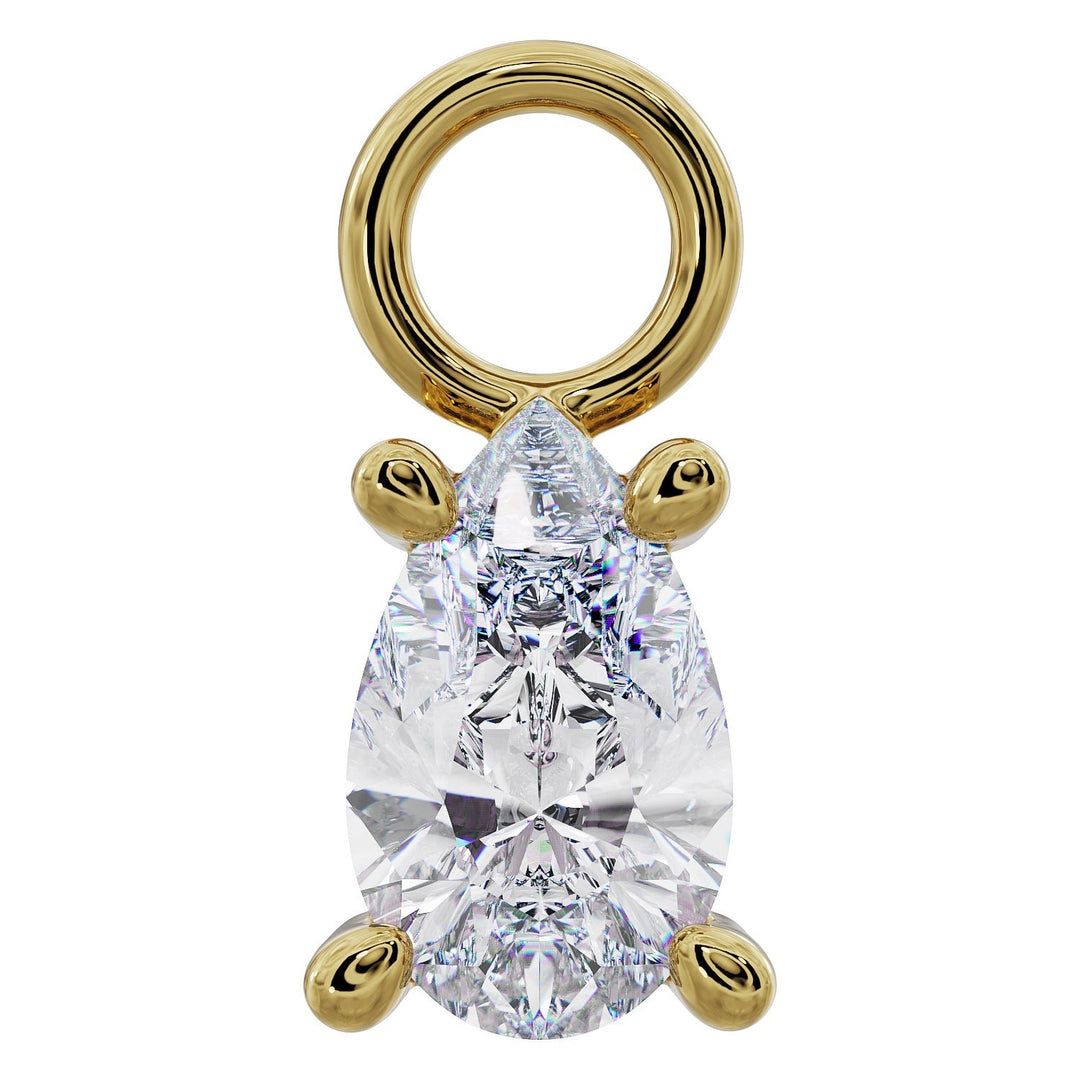 Pear Drop Diamond or CZ Charm Accessory for Piercing Jewelry-Cubic Zirconia   14K Yellow Gold