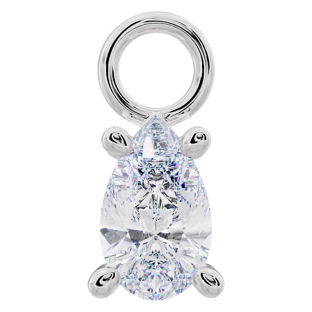 Pear Drop Diamond or CZ Charm Accessory for Piercing Jewelry-Cubic Zirconia   950 Platinum