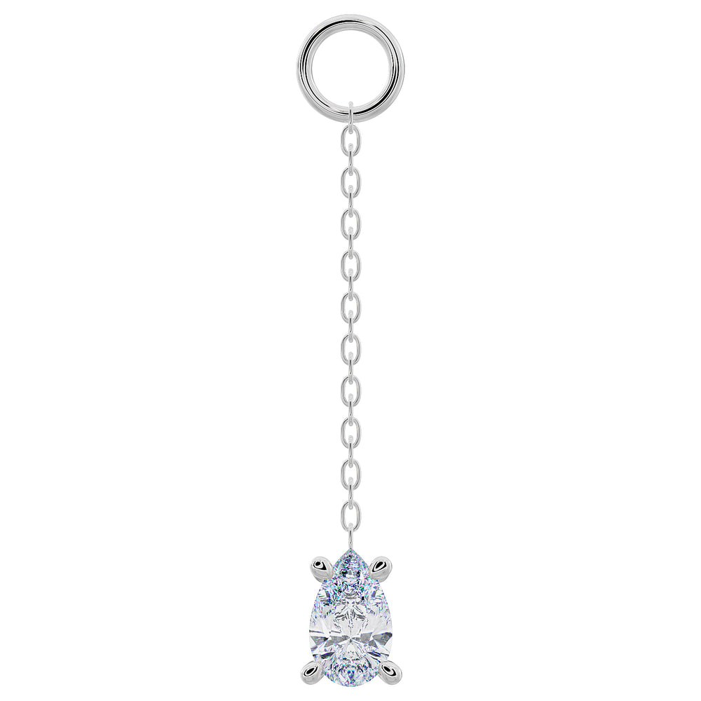 CZ or Diamond Pear Drop Chain Accessory-Cubic Zirconia   Long   950 Platinum