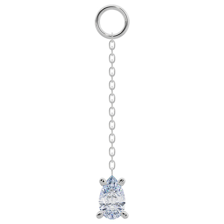 CZ or Diamond Pear Drop Chain Accessory-Cubic Zirconia   Long   950 Platinum