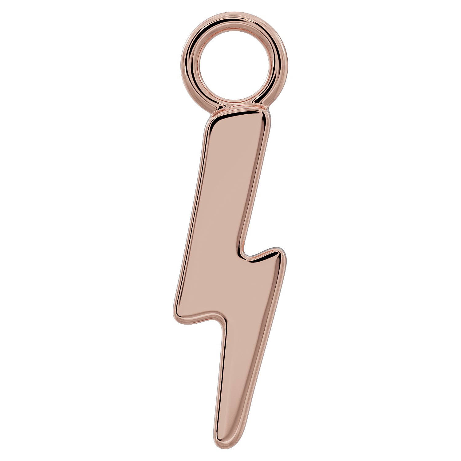Tiny Lightning Bolt Charm Accessory for Piercing Jewelry-14K Rose Gold