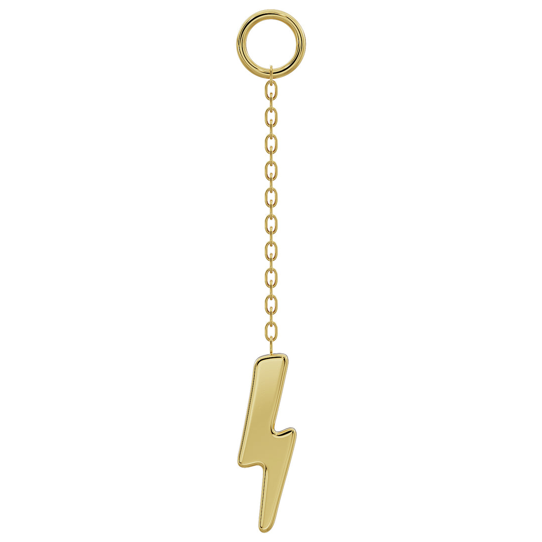 Tiny Lightning Bolt Chain Accessory (5mm)-Long   14K Yellow Gold