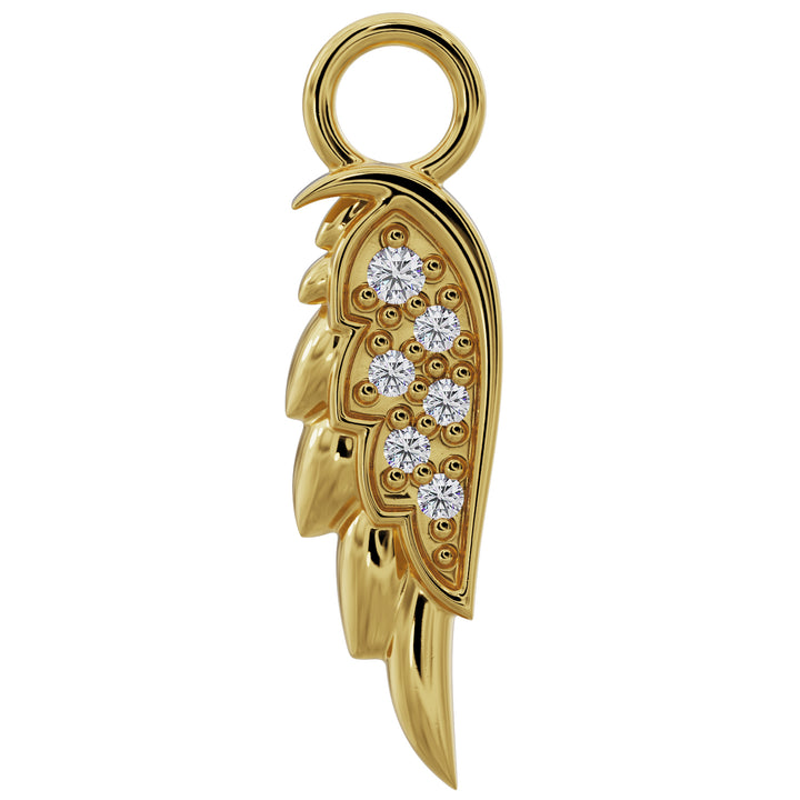 Diamond Angel Wing Charm Accessory-14K Yellow Gold   Left