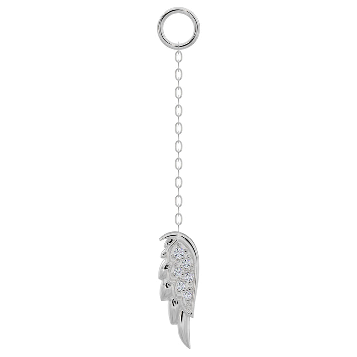 Diamond Angel Wing Chain Accessory-Short   950 Platinum   Left