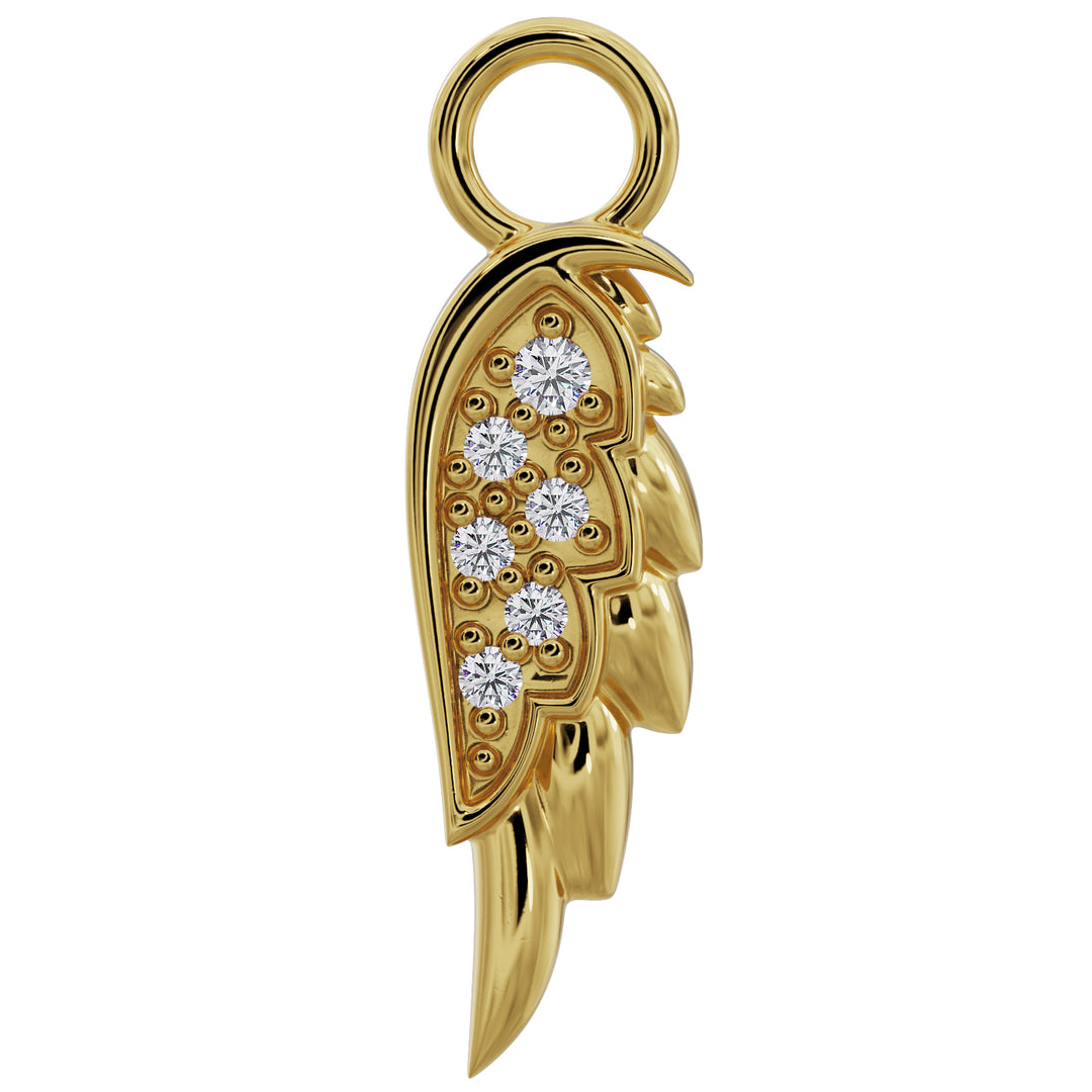 Diamond Angel Wing Charm Accessory-14K Yellow Gold   Right