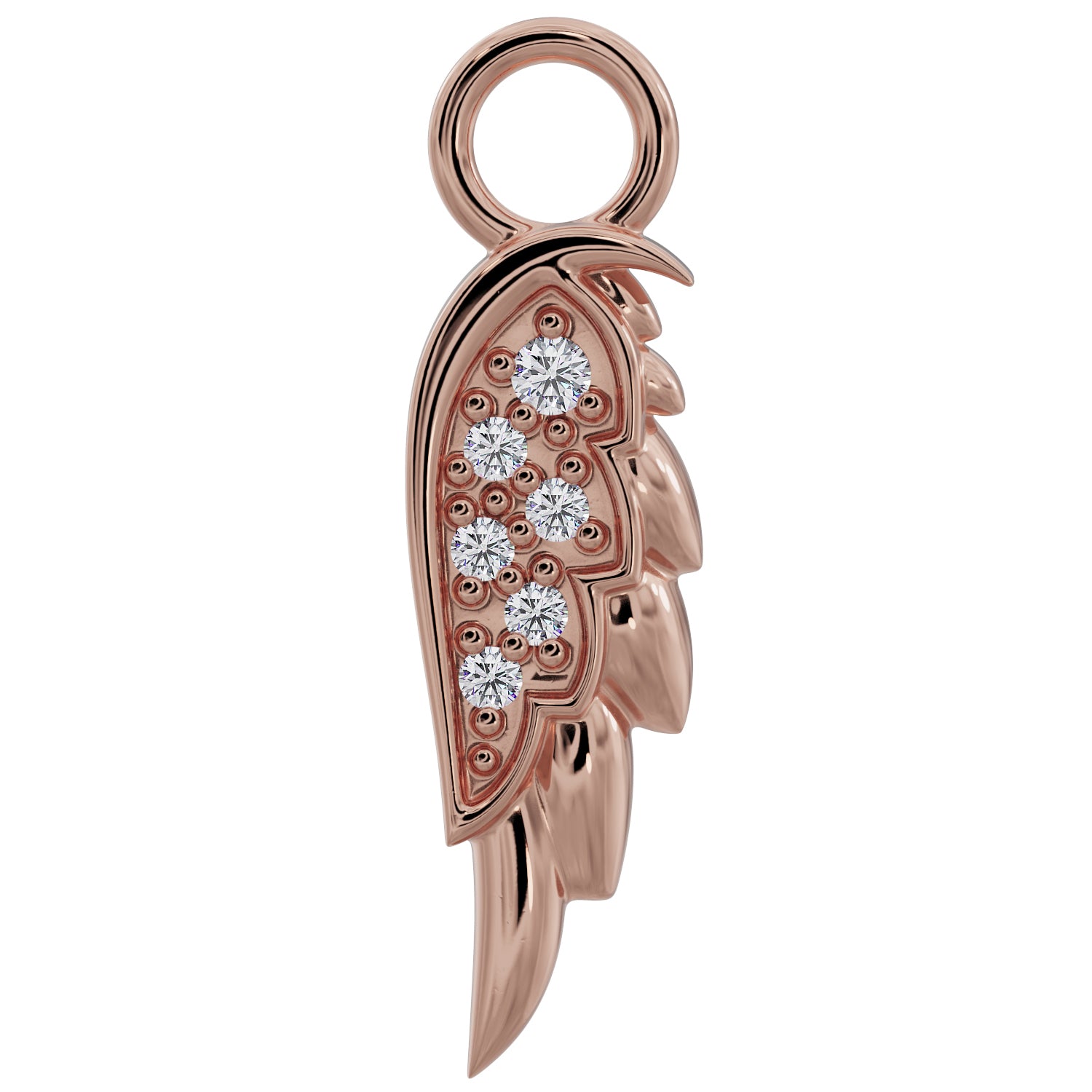 Diamond Angel Wing Charm Accessory-14K Rose Gold   Right