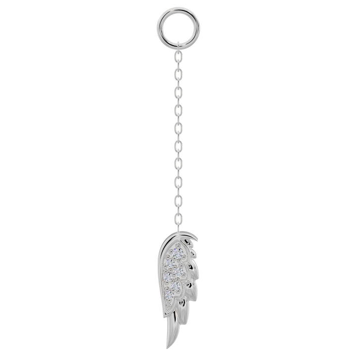 Diamond Angel Wing Chain Accessory-Long   950 Platinum   Left