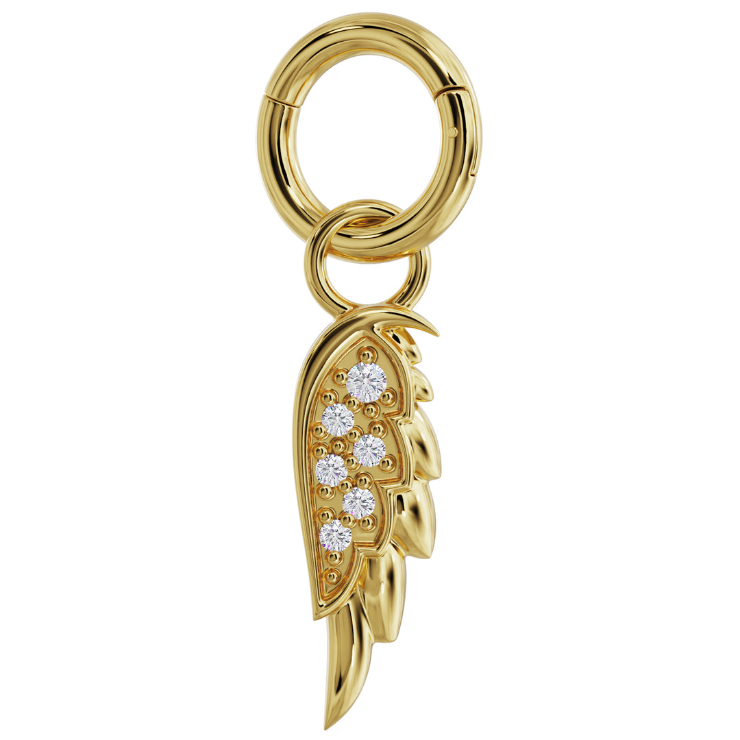Clicker Ring &  Diamond Angel Wing Charm Accessory
