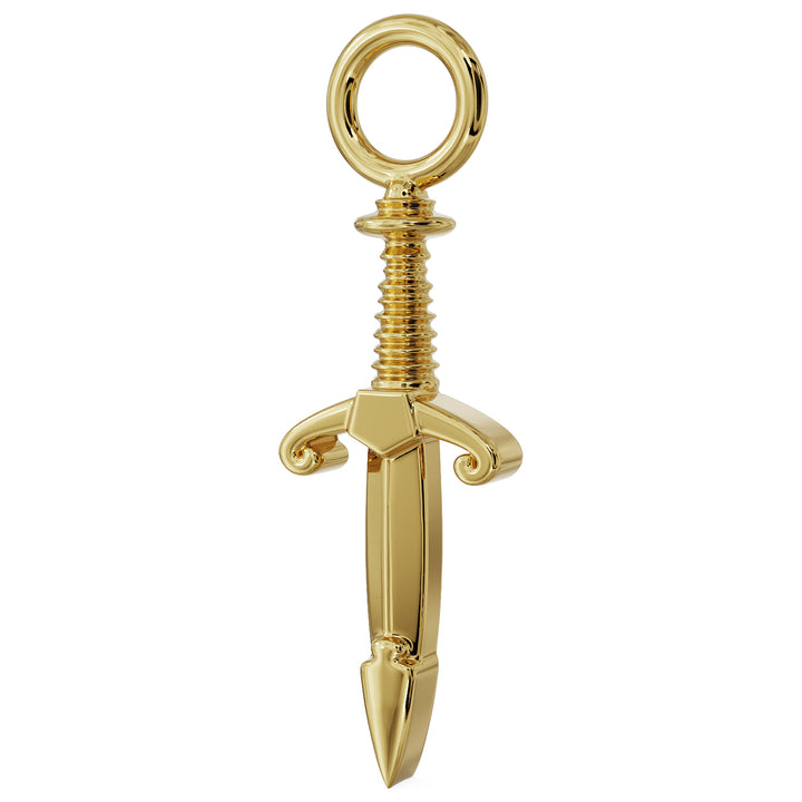 Side View Gold Dagger Charm Accessory